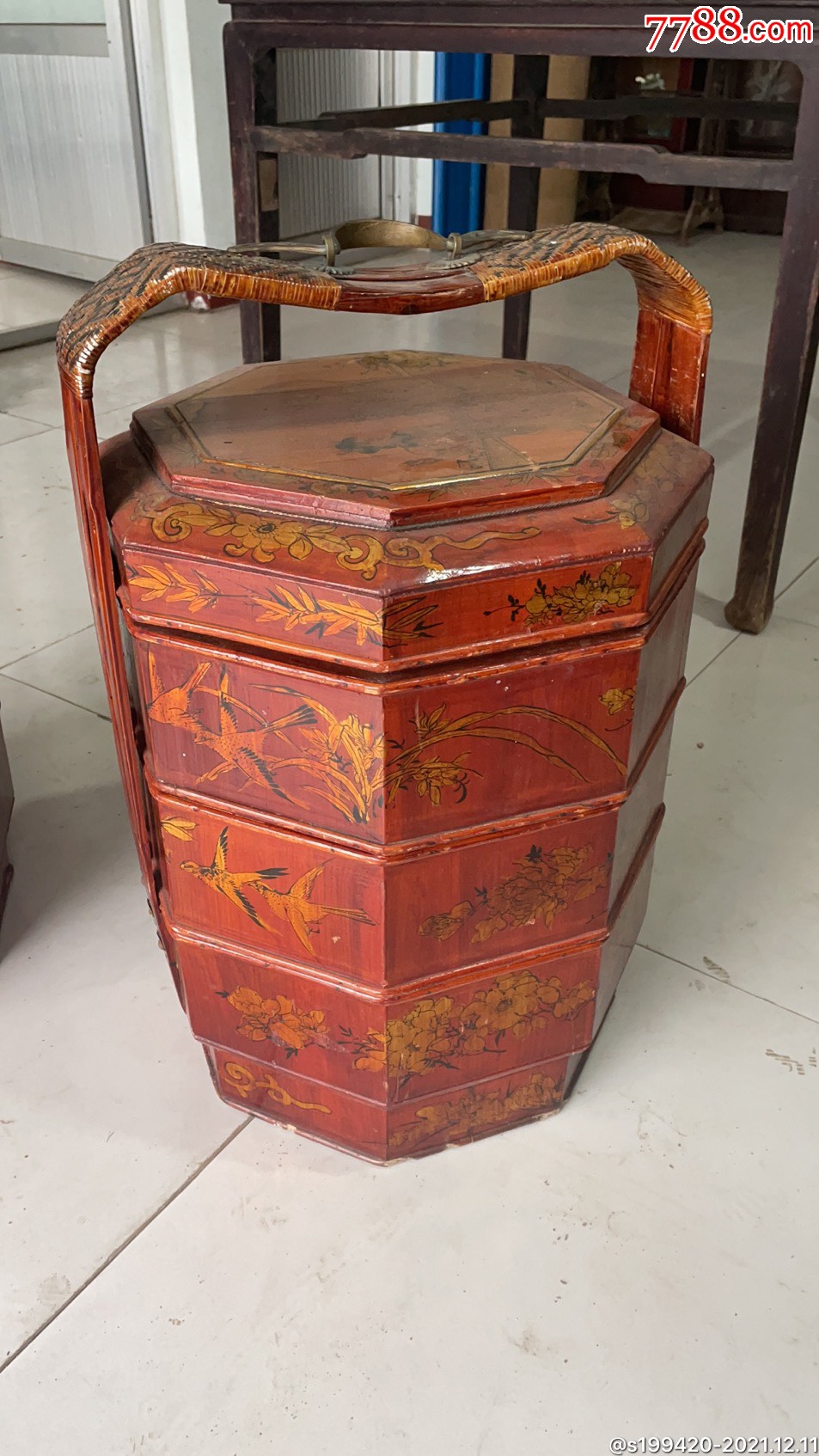 民国时期彩绘食盒一对完好无损