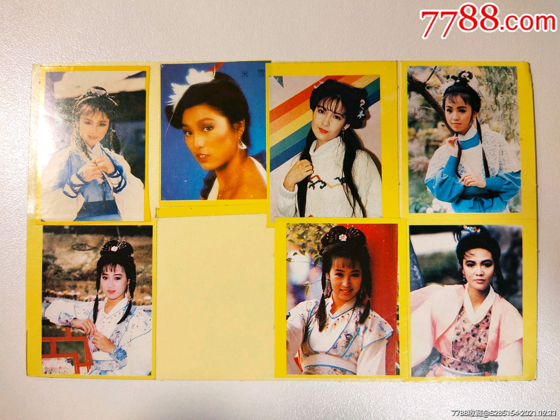 周慧敏古装美女电视剧黄边老贴纸贴画不干胶中古怀旧明星周边真品