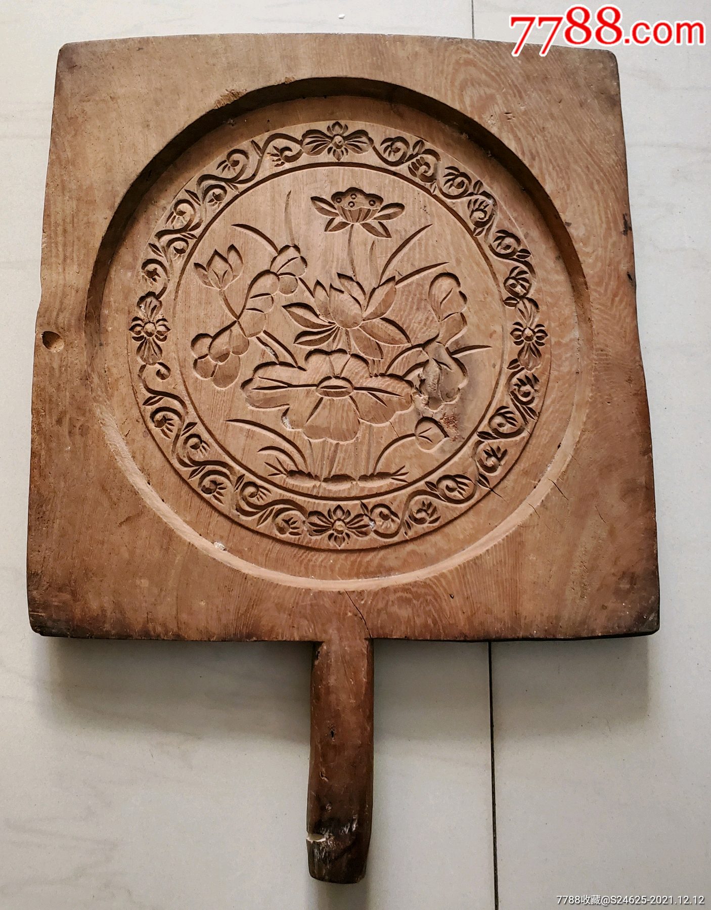 清代广东潮汕老粿模老果印特大长42宽31高3cm