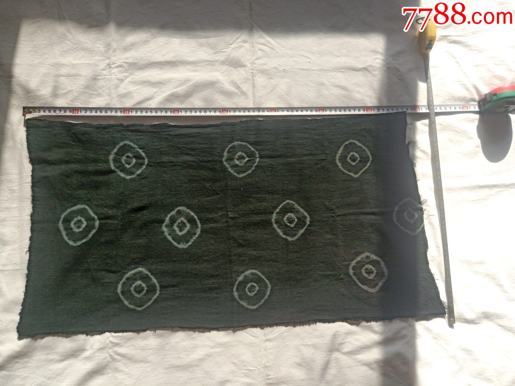 家织布.麻花布.扎染布.布上钱、步步有钱.10个方孔钱【2021—12—13】-价格:118元-se84304786-蜡染/印染画-零售 ...