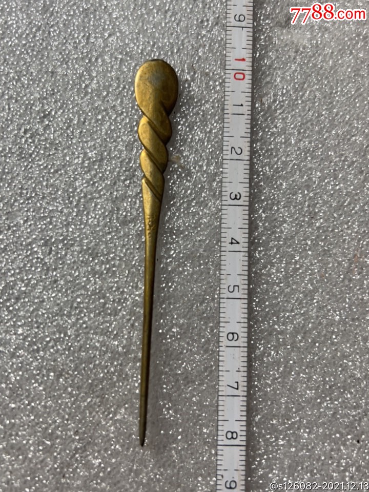 晚清银鎏金扁绞丝发簪