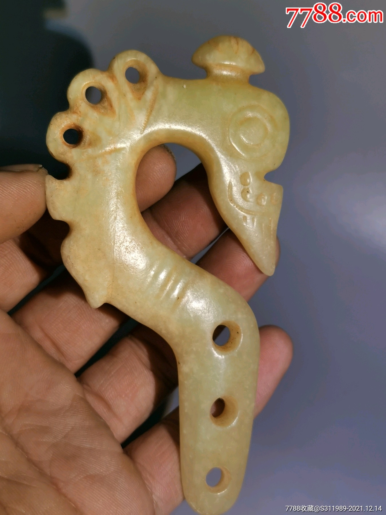 农村收的玉凤风化明显包浆沁入骨红山文化