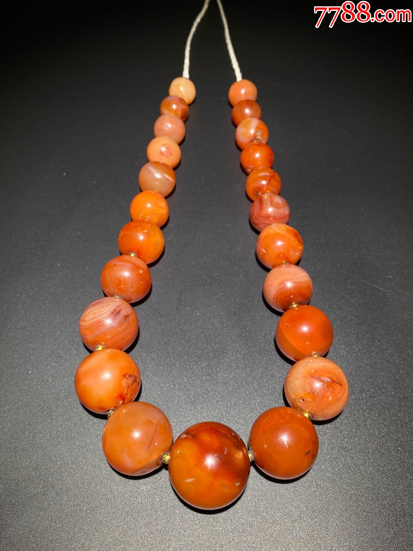 旧藏红玉髓老玛瑙项链