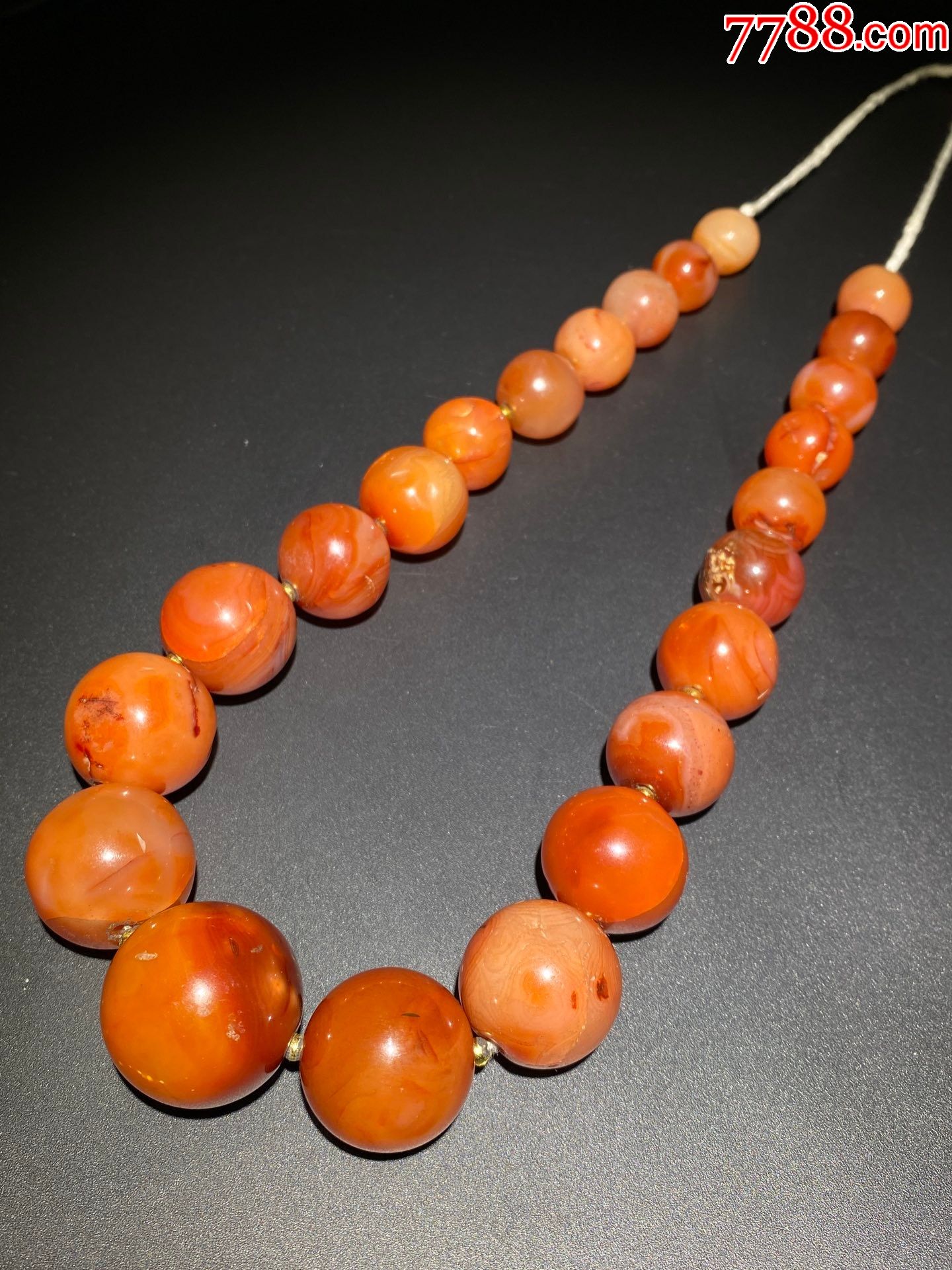 旧藏红玉髓老玛瑙项链