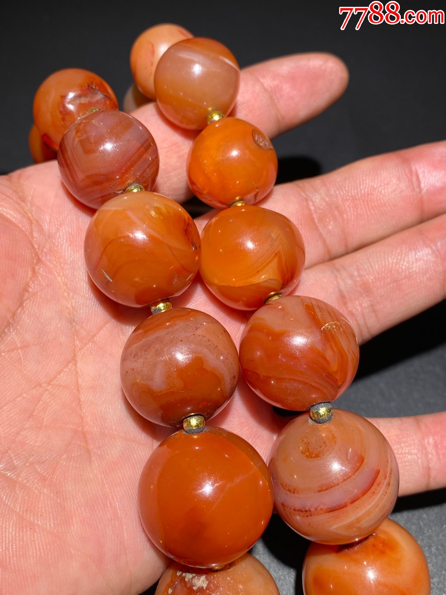 旧藏红玉髓老玛瑙项链