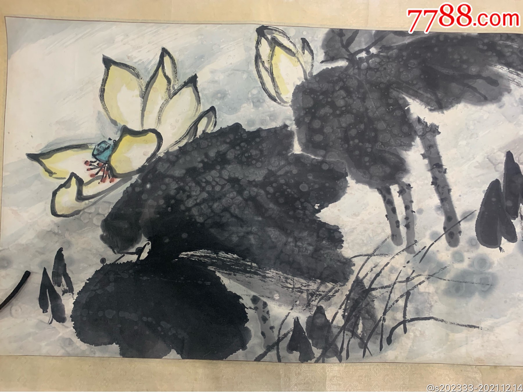 四川美术学院教授周南平荷花图,保真!-花鸟国画原作-7788老酒收藏