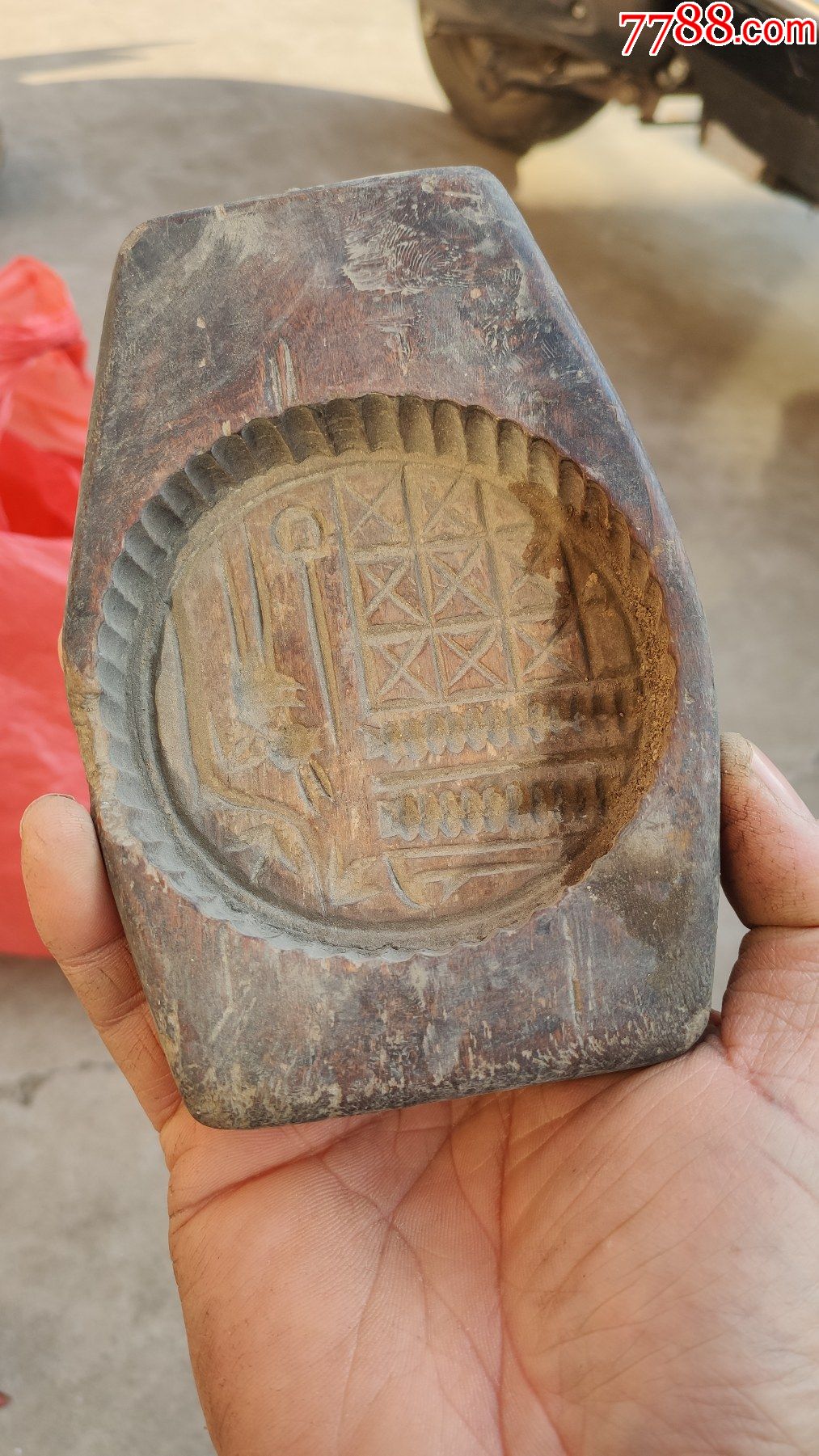 木制模具印模一个老的月饼模子