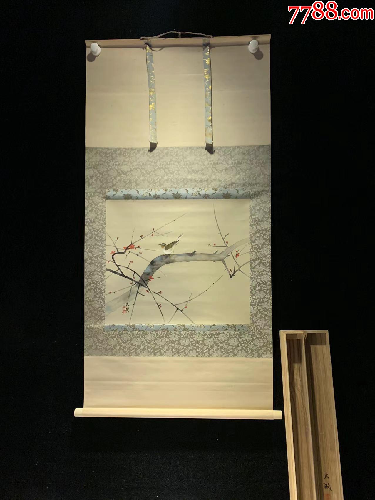 日本回流老字画早春梅雀图4115中古真迹书画