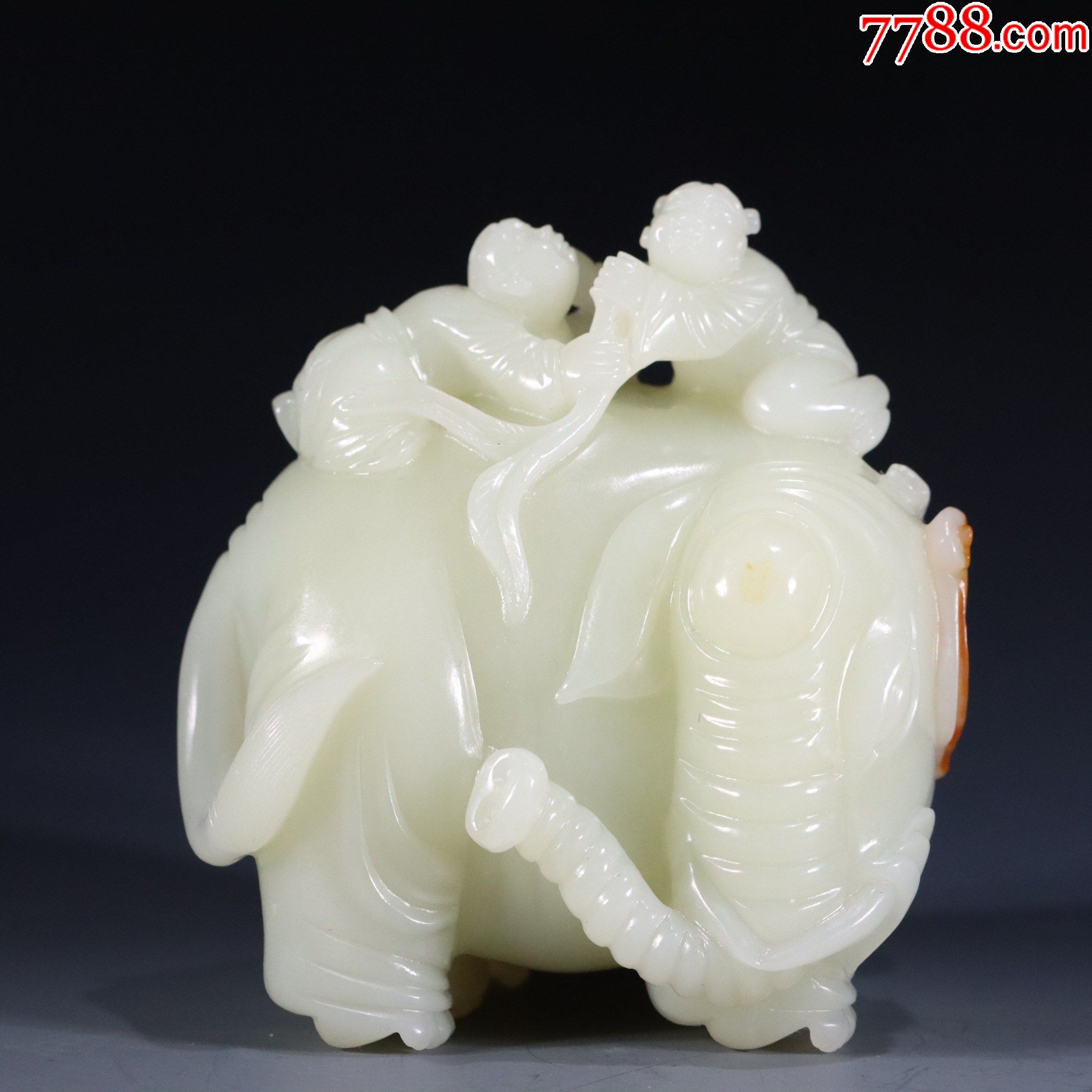 和田玉子母象摆件