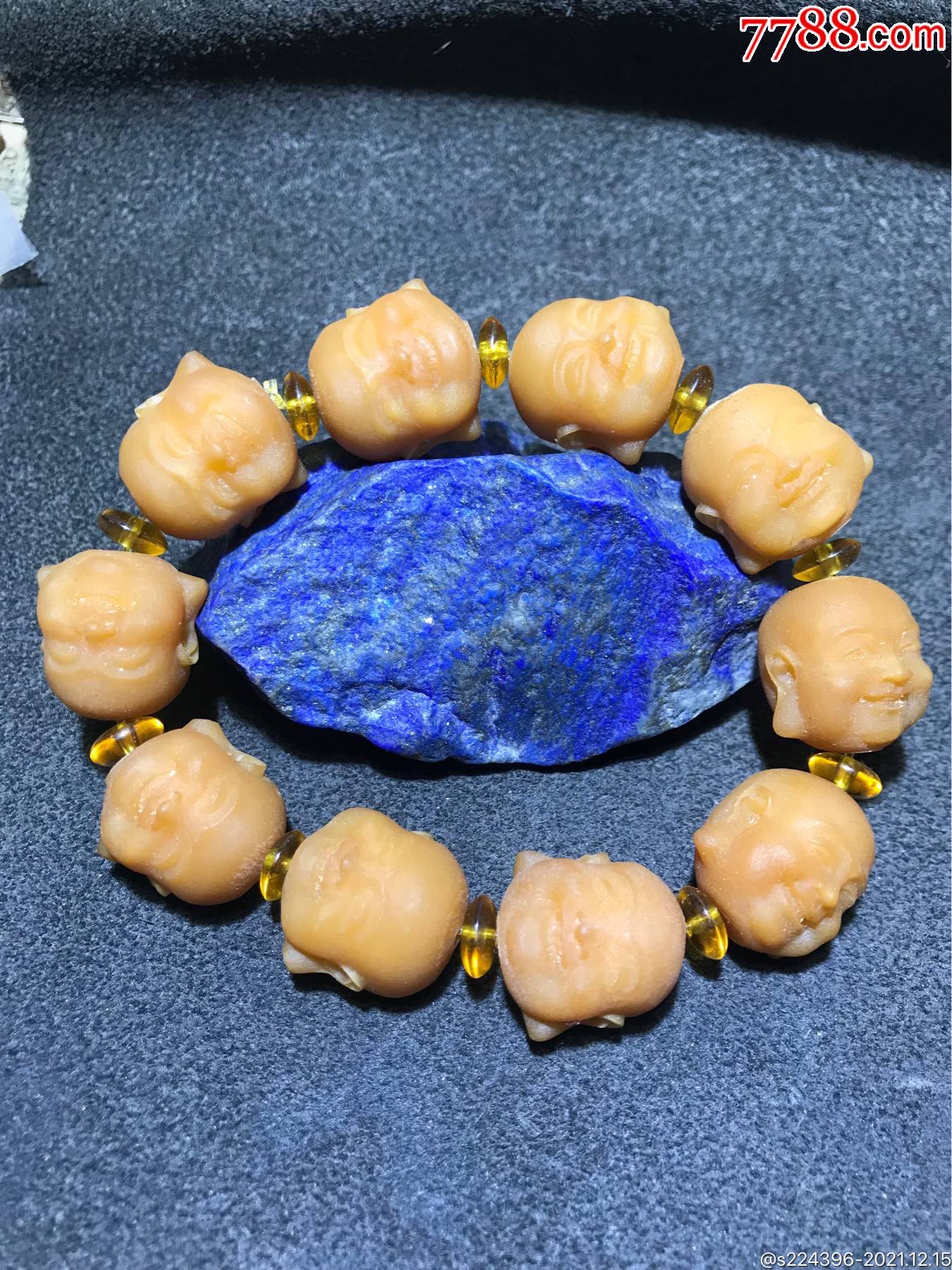 仅此一条风化菩提根雕刻弥勒佛手串一条