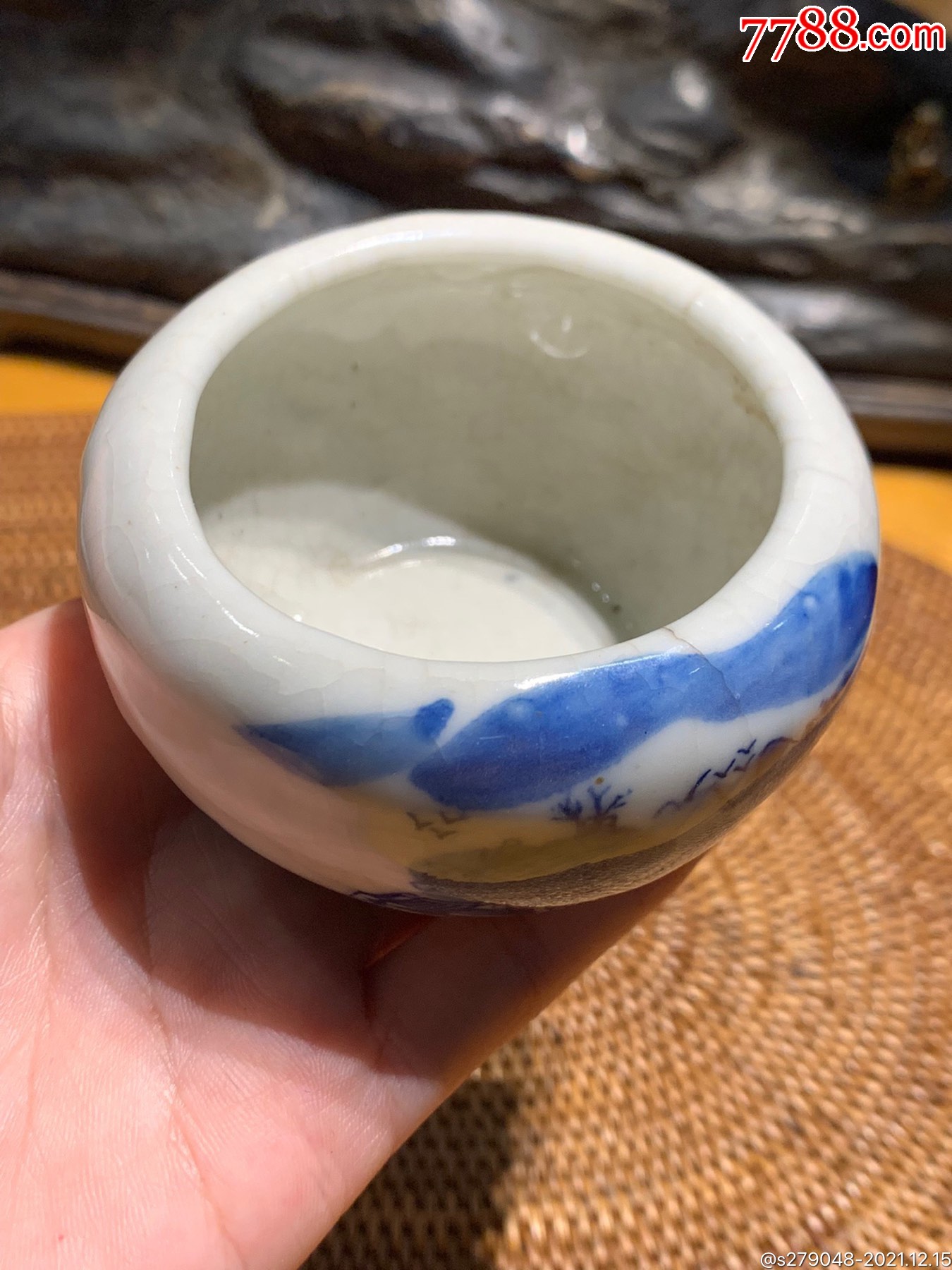 文房青花人物水盂-价格:188元-se84350901-水盂/砚滴-零售-7788收藏