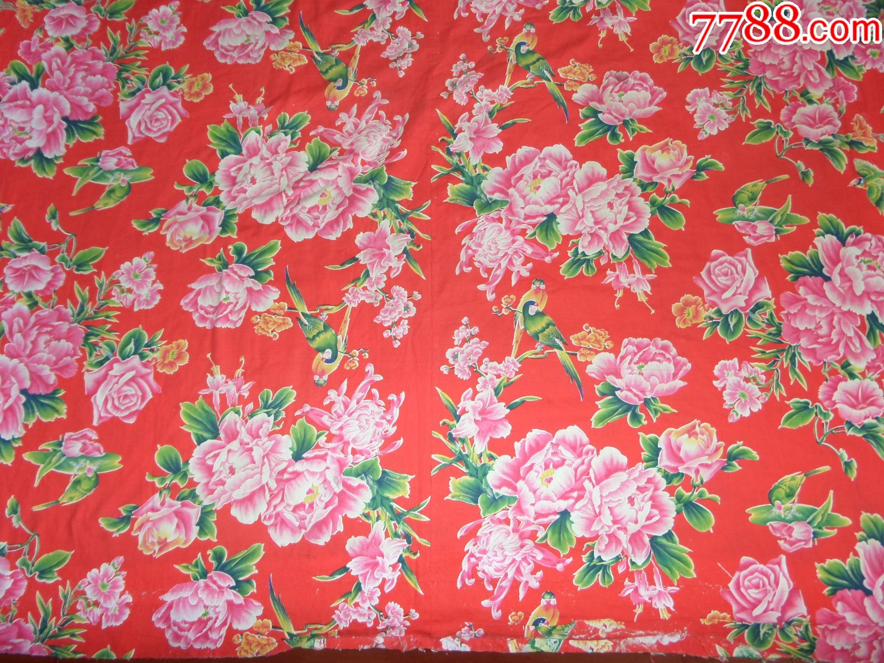 老被面收藏六七十年代纯棉斜纹老花布老被面(791)