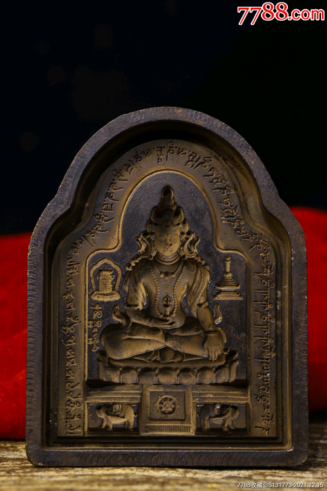 铜胎纯手工敲打錾刻老擦擦佛模具高8㎝宽9㎝重约320克