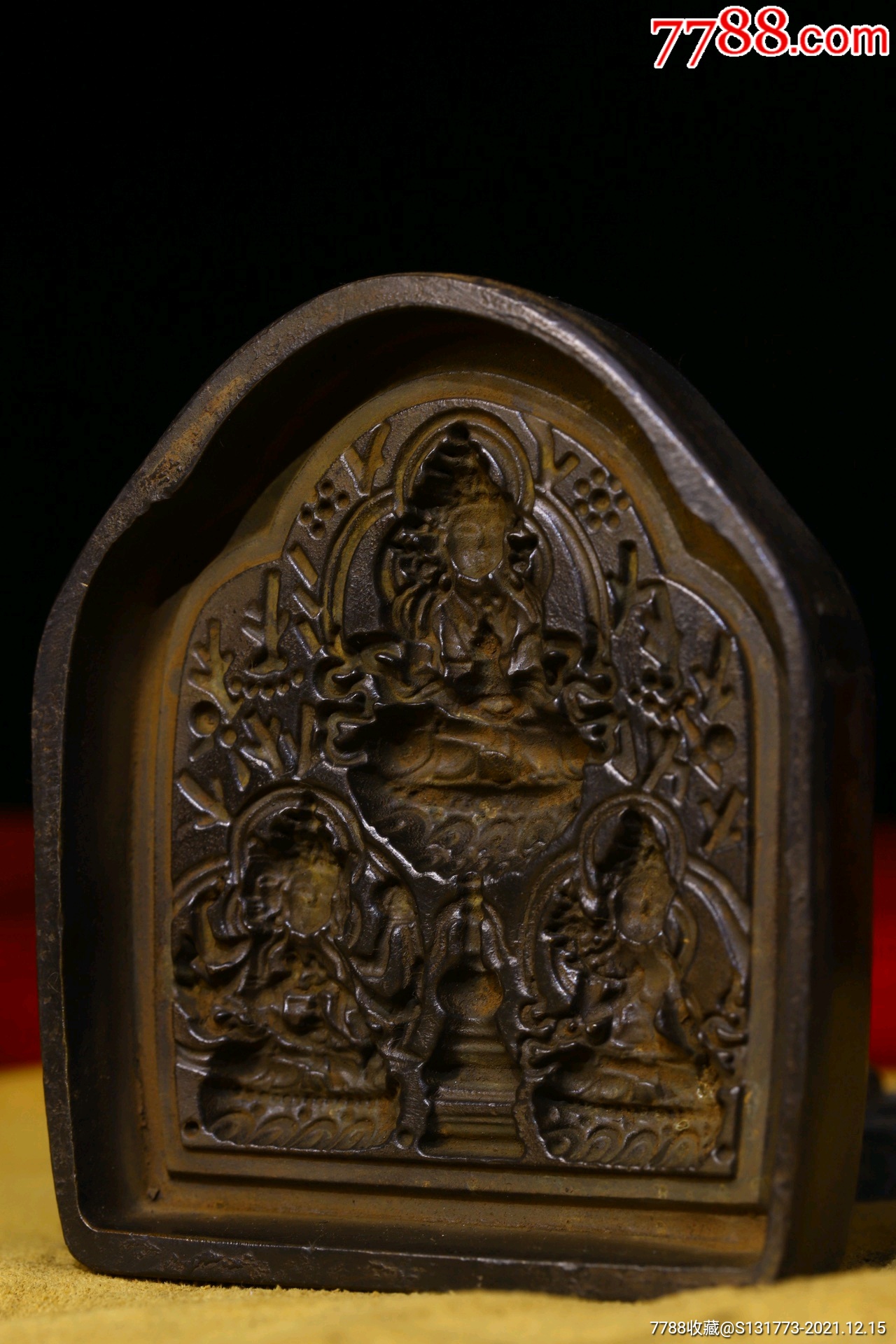 铜胎纯手工敲打錾刻擦擦佛模具高8㎝宽7㎝重约580克