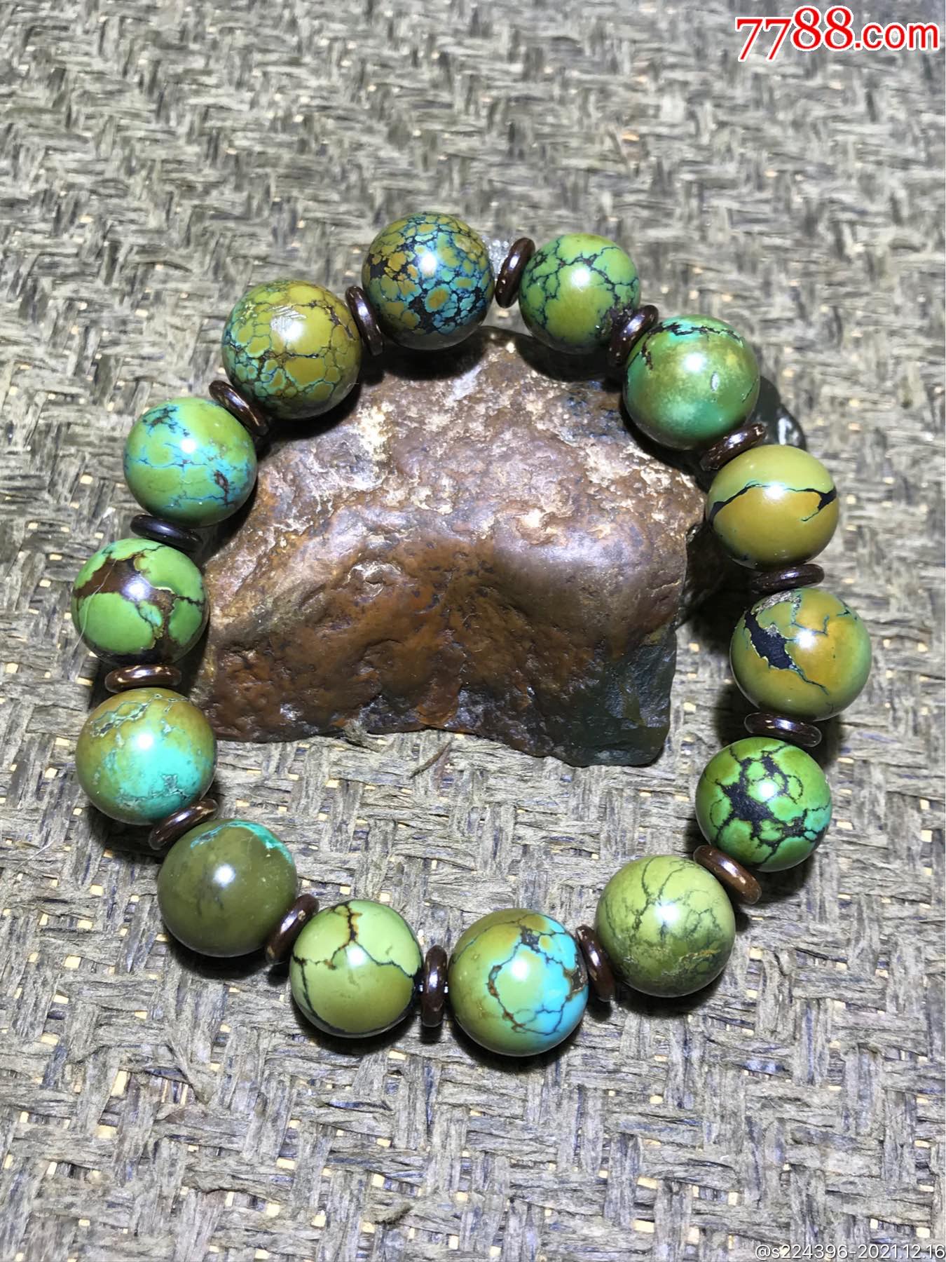 十堰高瓷老军绿网花绿松石手串一条