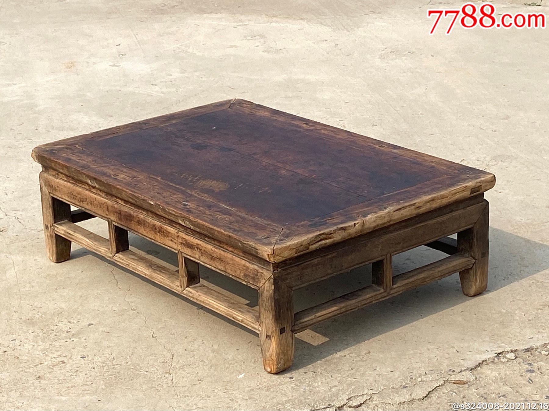 榆木老炕桌四面起线直枨老做工尺寸916228