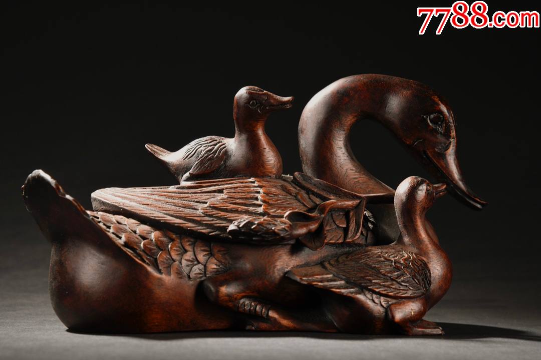旧藏老沉香鹅如意摆件_木雕摆件_第1张_7788纸艺