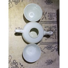 民國白瓷描金茶壺茶杯
