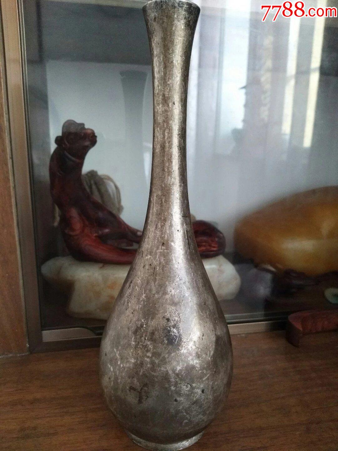 民国白铜观音瓶梅瓶赏瓶