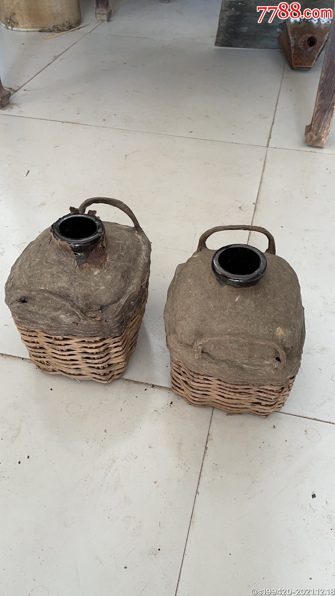 清代藤编酒篓一对完好无损展馆装修装饰