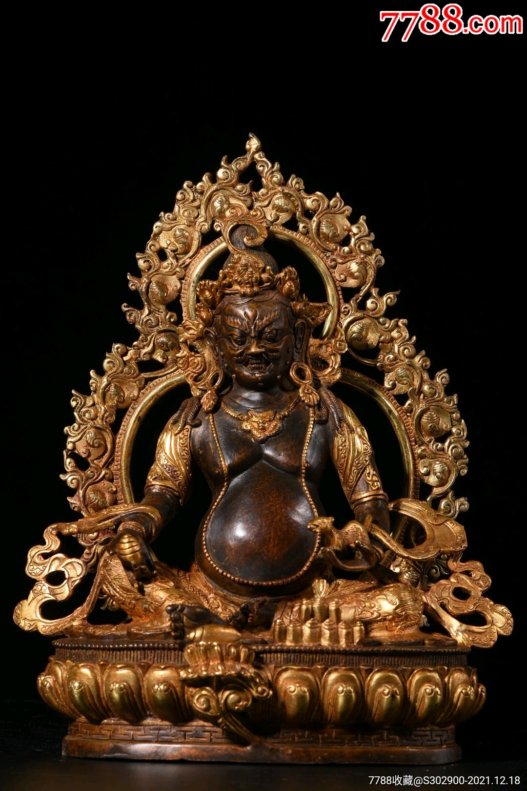 铜鎏金黄财神像,高31x24x16_铜像/铜佛像_栗允志工艺品店【7788收藏