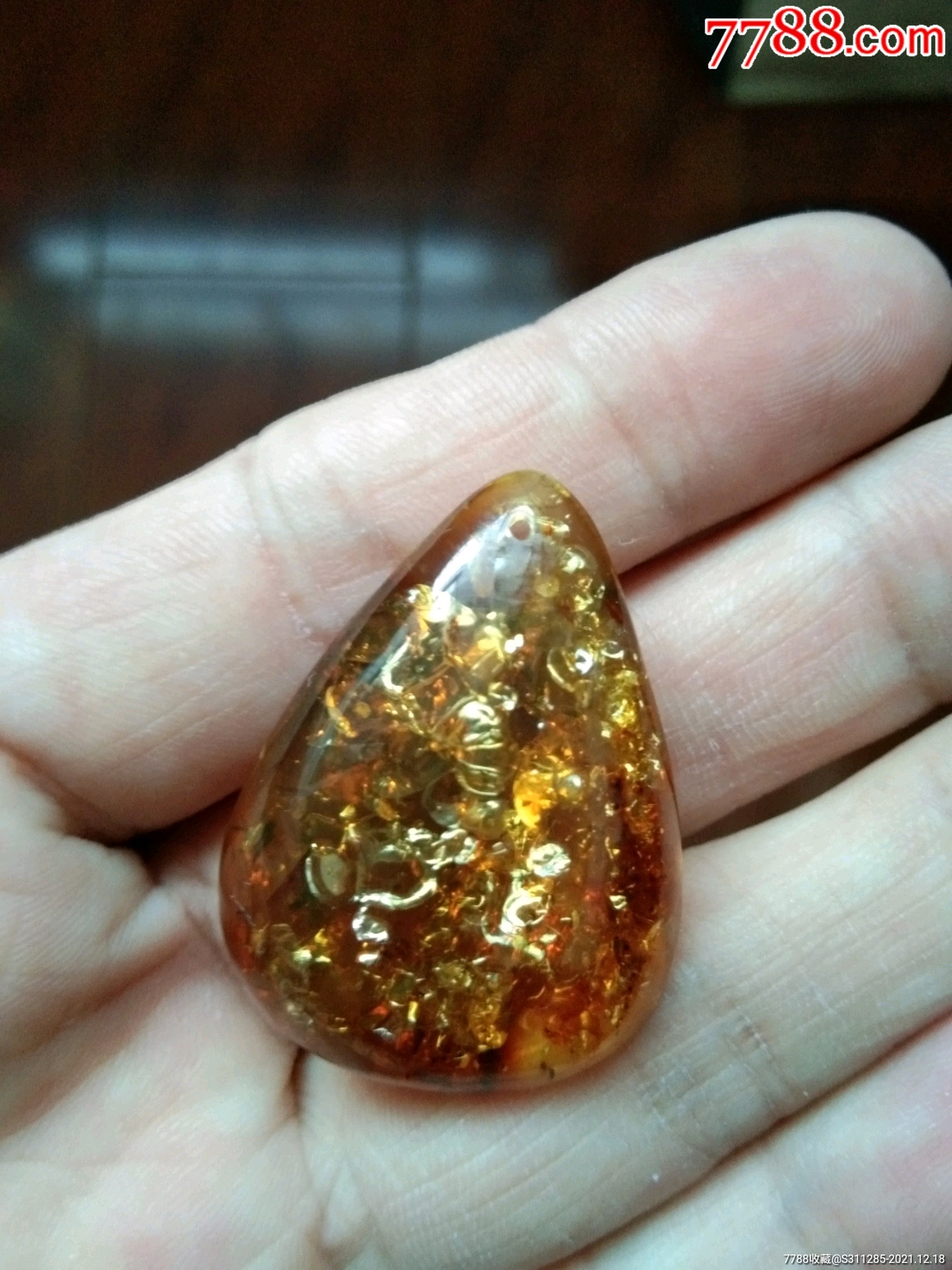 原矿琥珀花珀吊坠