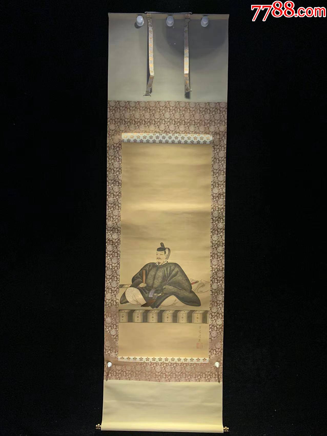 日本回流字画清代雪城款日本大名像4183绢本书画挂轴真迹收藏