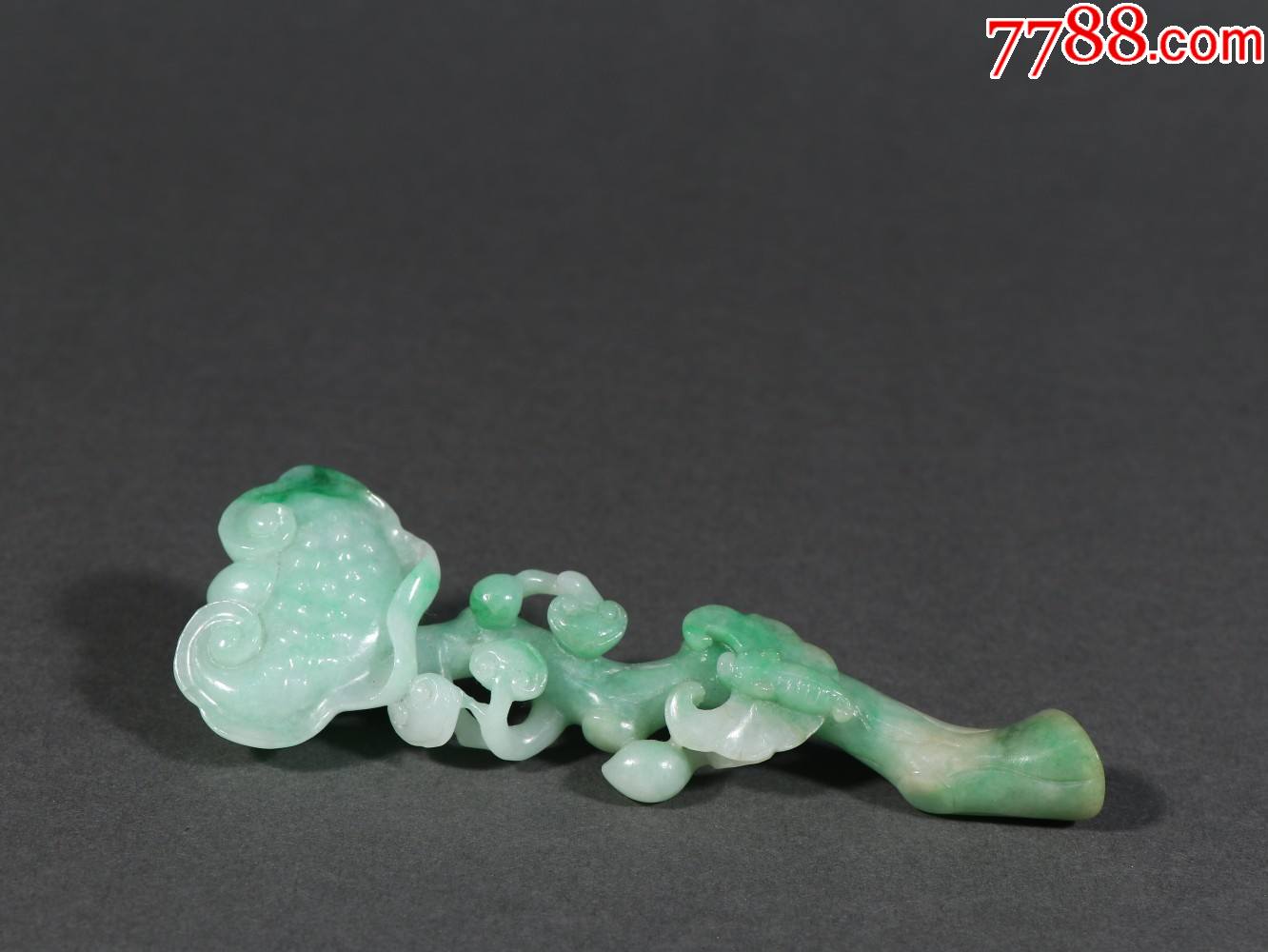 翡翠雕灵芝福纹如意摆件-价格:10000元-se84413558-翡翠/缅甸玉-零售