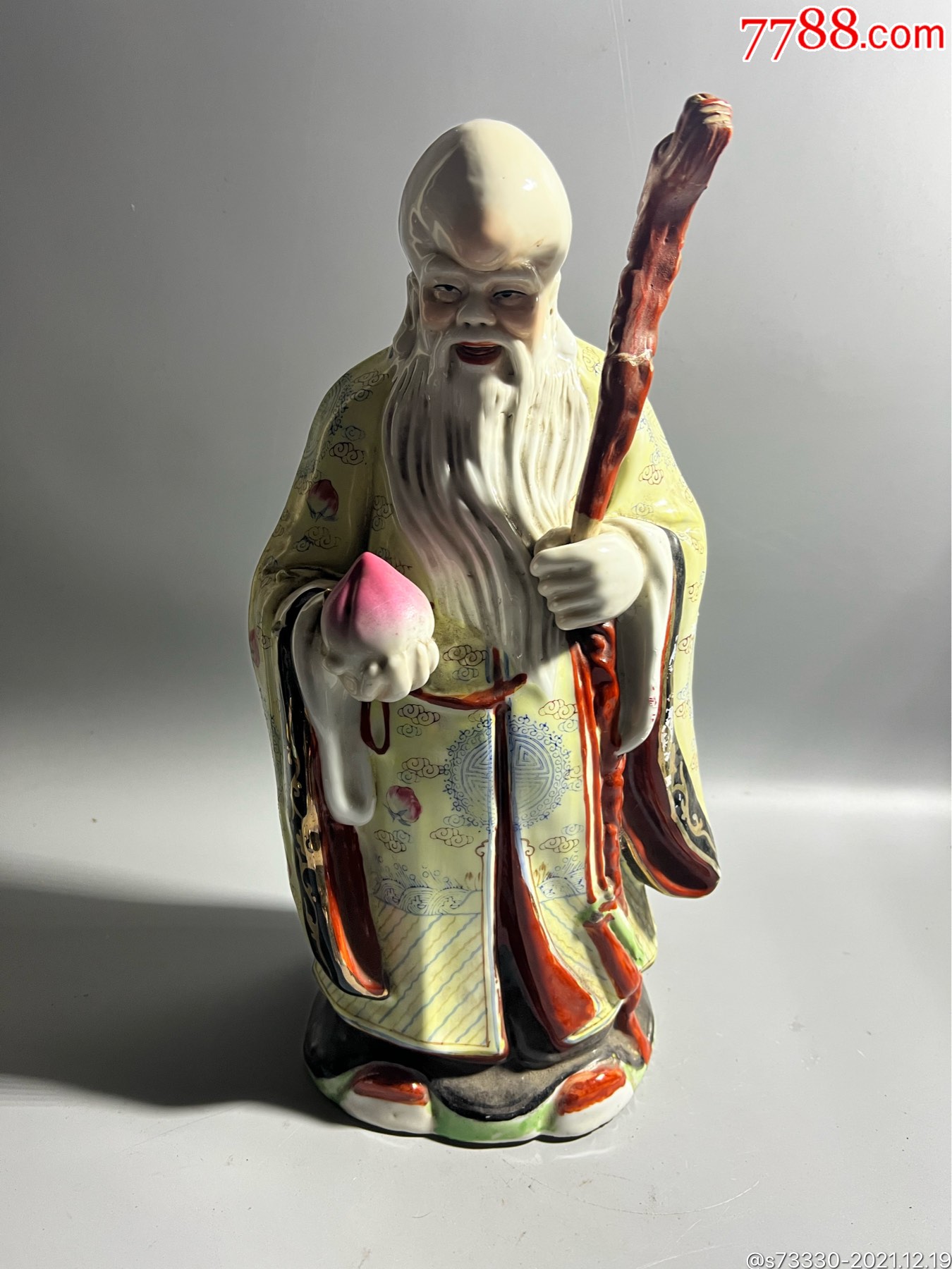 70年代左右景德镇雕塑瓷厂大号老寿星瓷塑磕