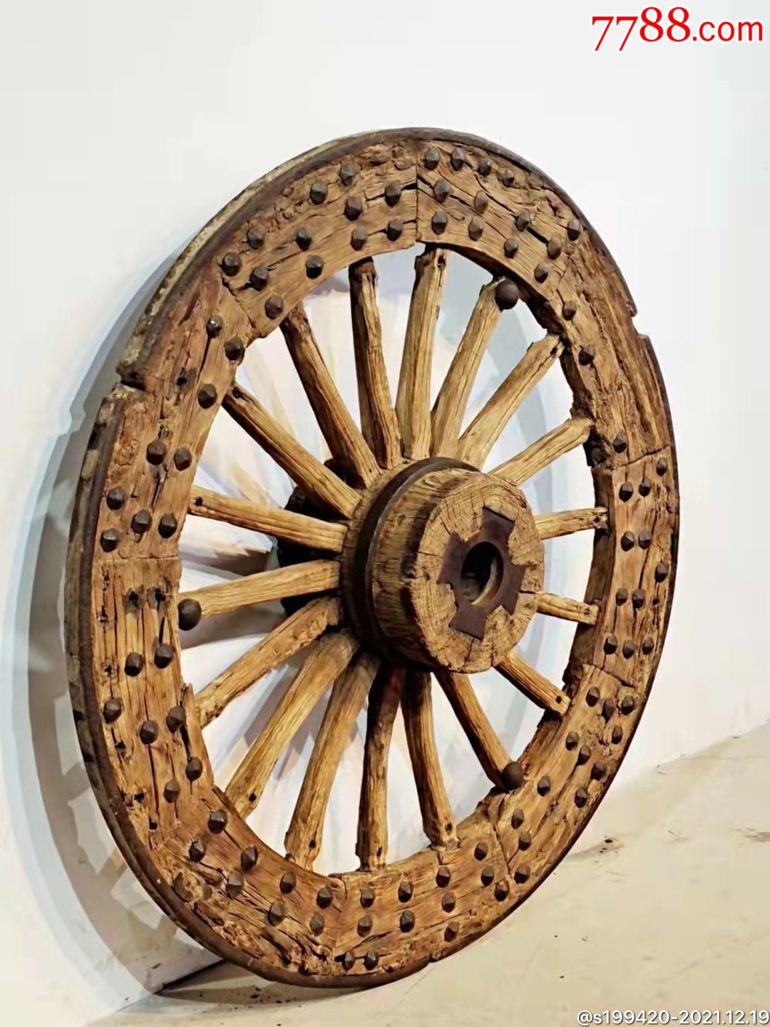 老大车轮榆木年代以久尺寸如图民俗馆收藏佳品