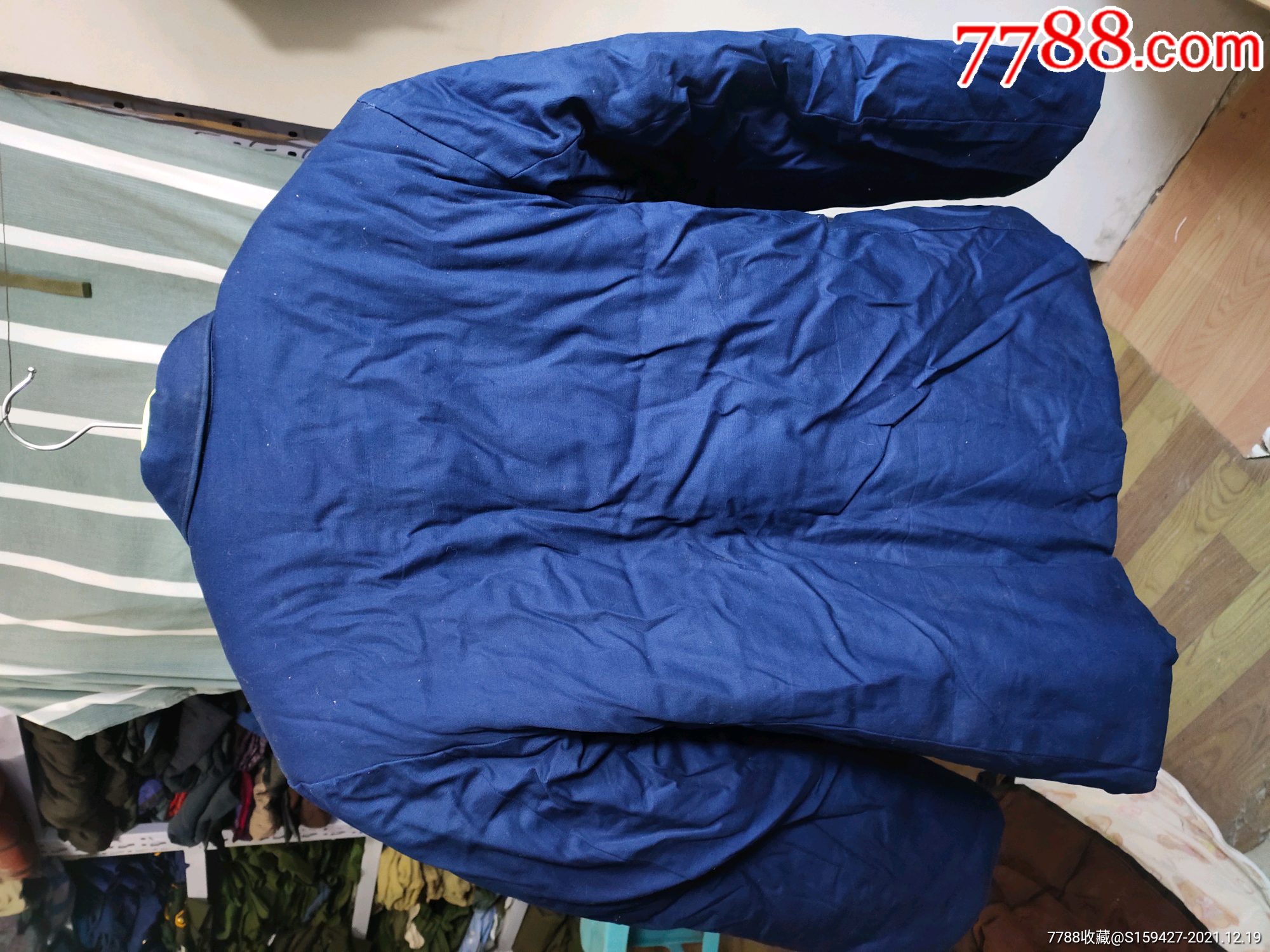 老式蓝棉卡中山装棉袄