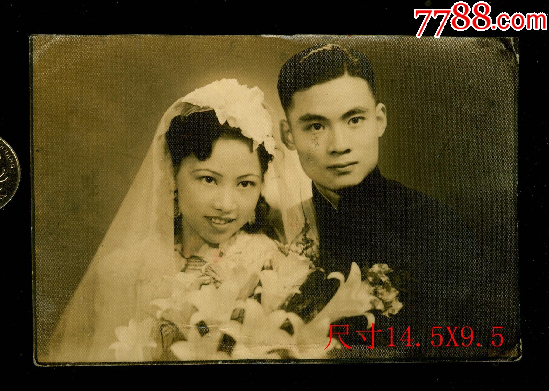 民国结婚照,帅哥美女,黄培元杨启如-价格:300元-se84426220-老照片