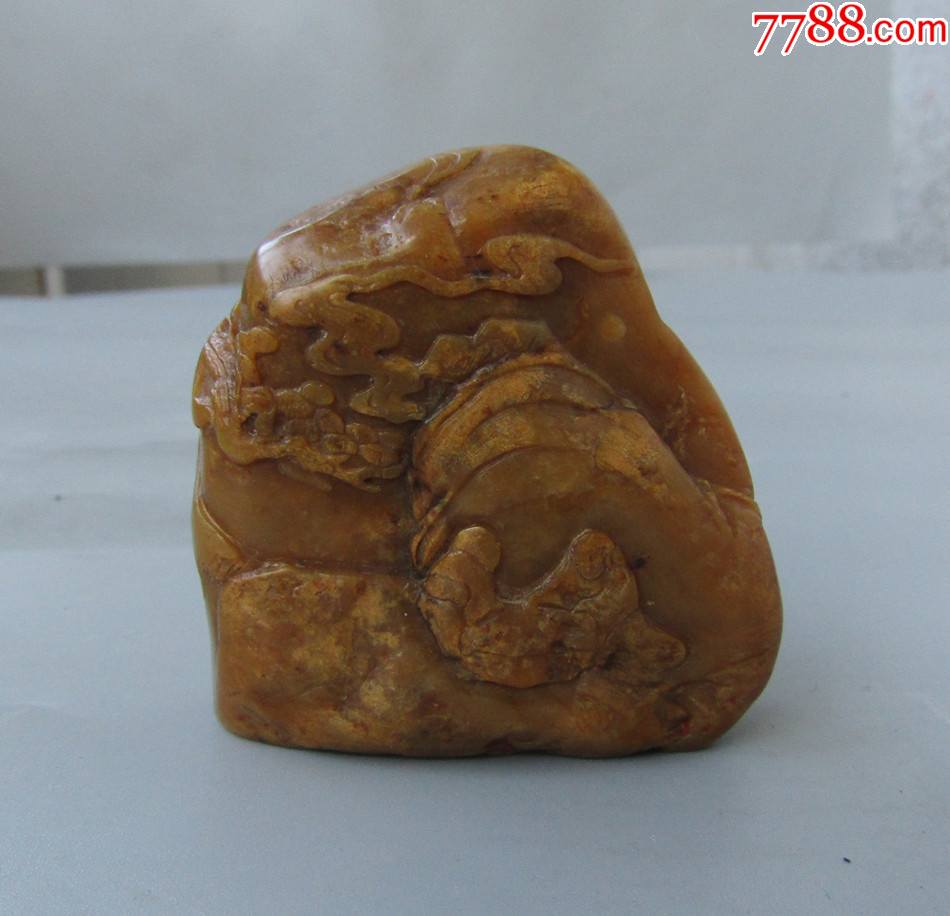 九十年代寿山石鹿目田薄意章摆件