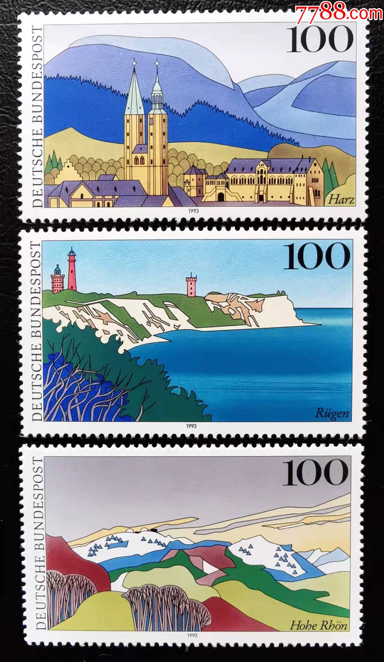 6a德国1993年邮票旅游系列自然风光建筑风景3全新