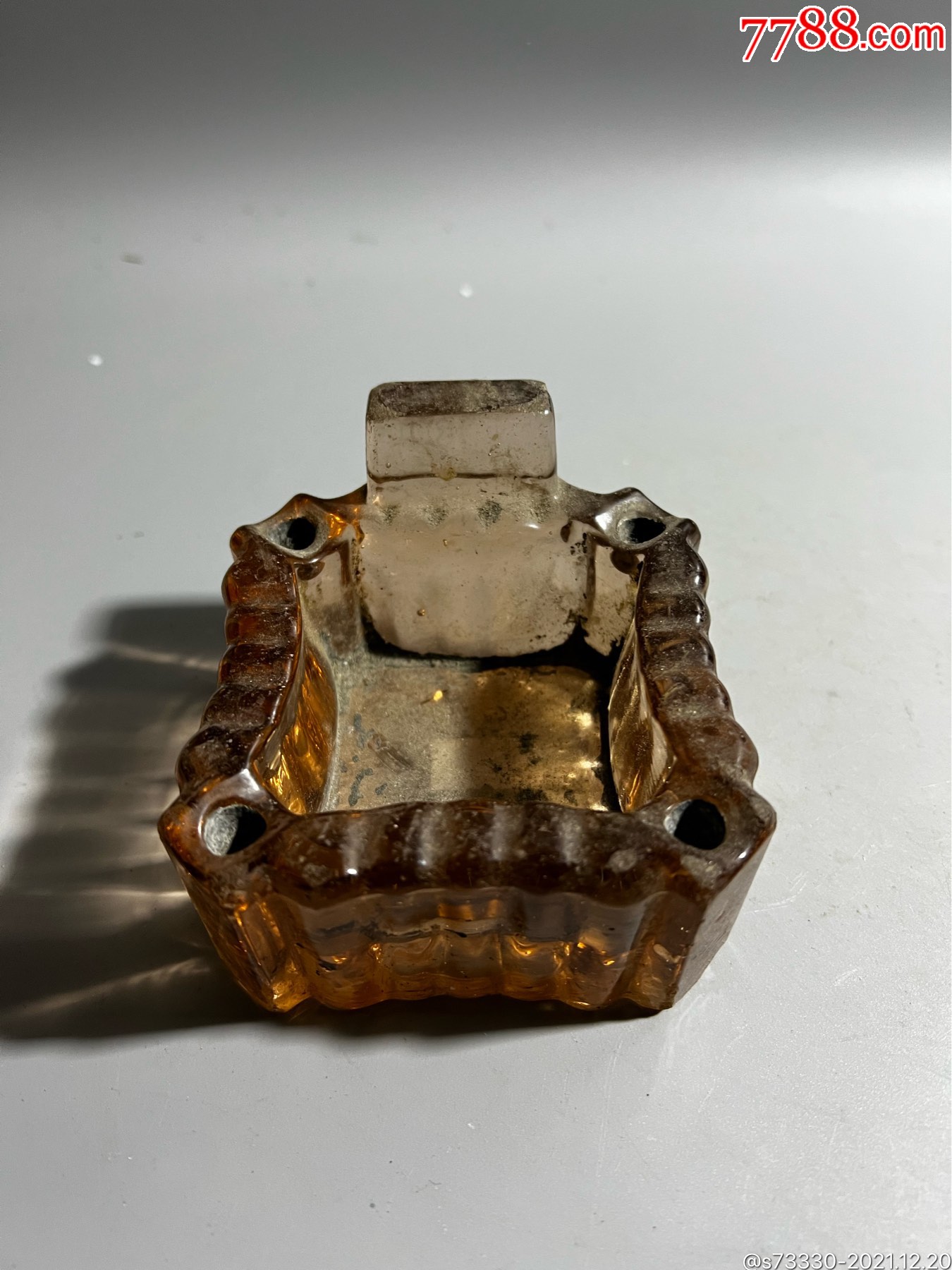 怀旧老物件民国时期玻璃烟灰缸一只