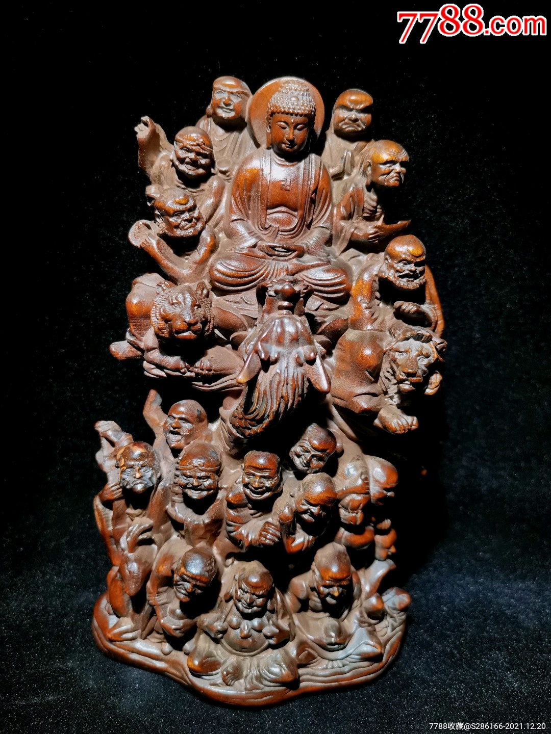 黄杨木十八罗汉摆件不议价