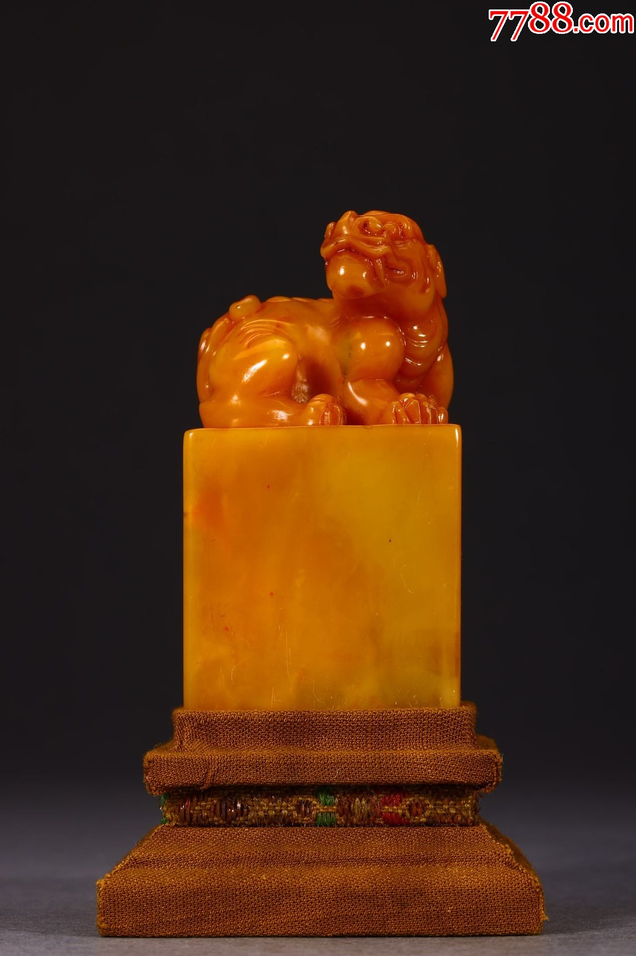 旧藏寿山田黄石瑞兽钮印章a84s16f