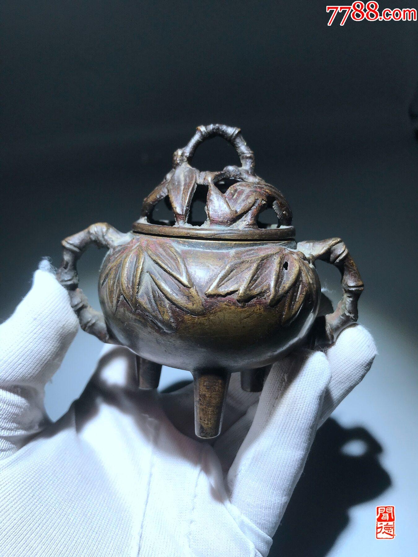 清代竹节铜薰炉