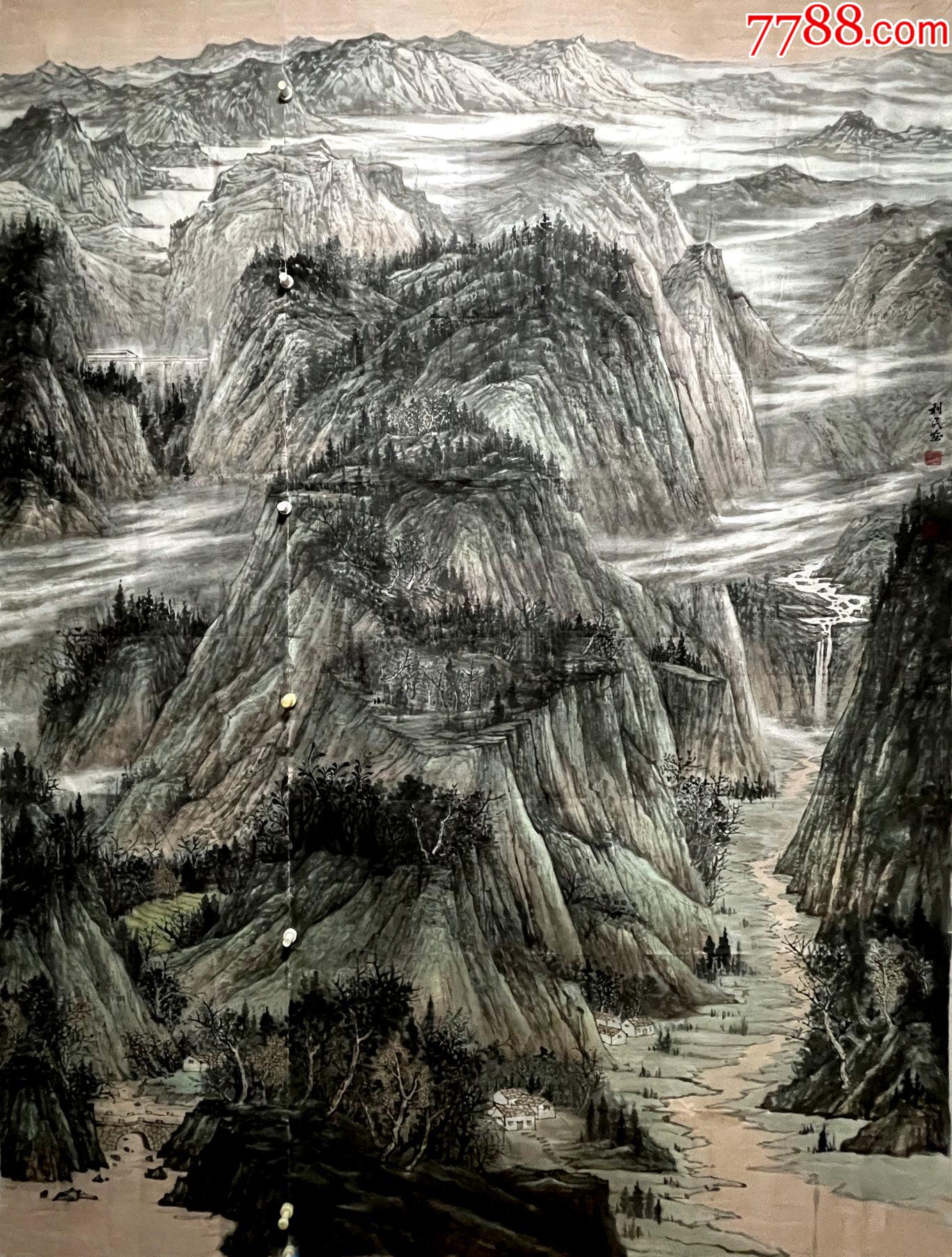 78米,冲国展精品力【本店只做真品真迹】【精品力作】郑利民_山水国画