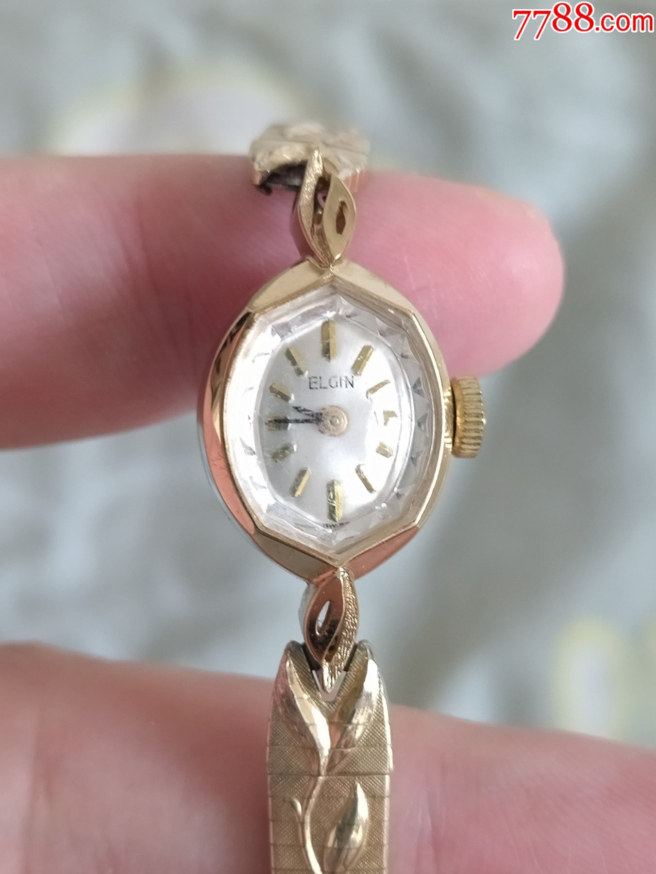 美国爱尔金elgin女士10k手动机械表手链表17钻