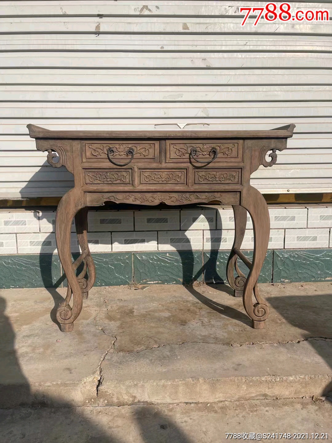 清代小叶紫檀供桌一张古董传世老紫檀木器