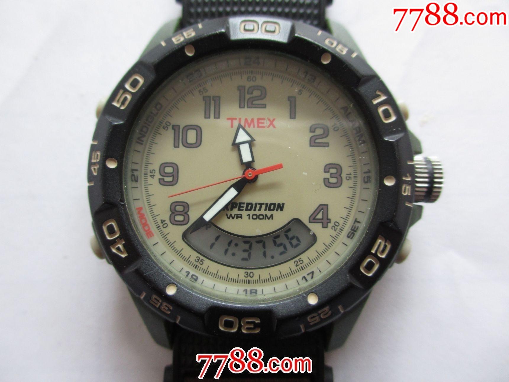 美国名表双显强夜光天美时红标牌timex男士计时军表n