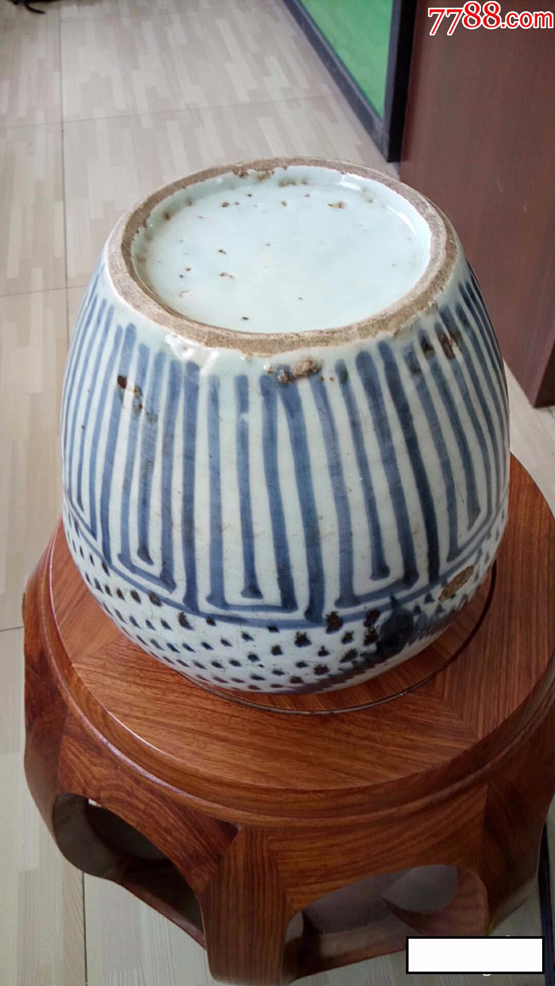 明代早期青花茶叶罐高20公分口10公分保老保真