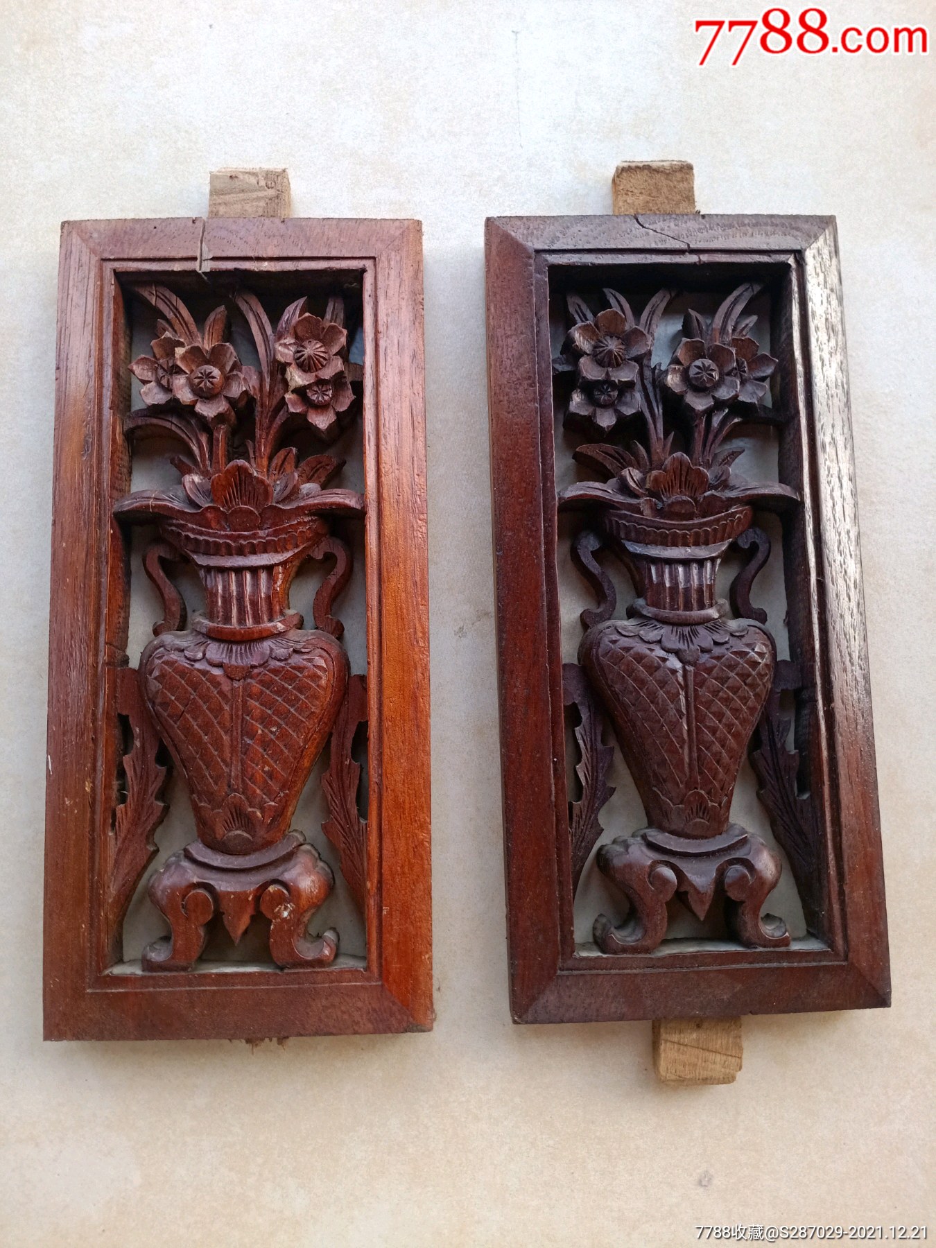 民国木雕花瓶画板