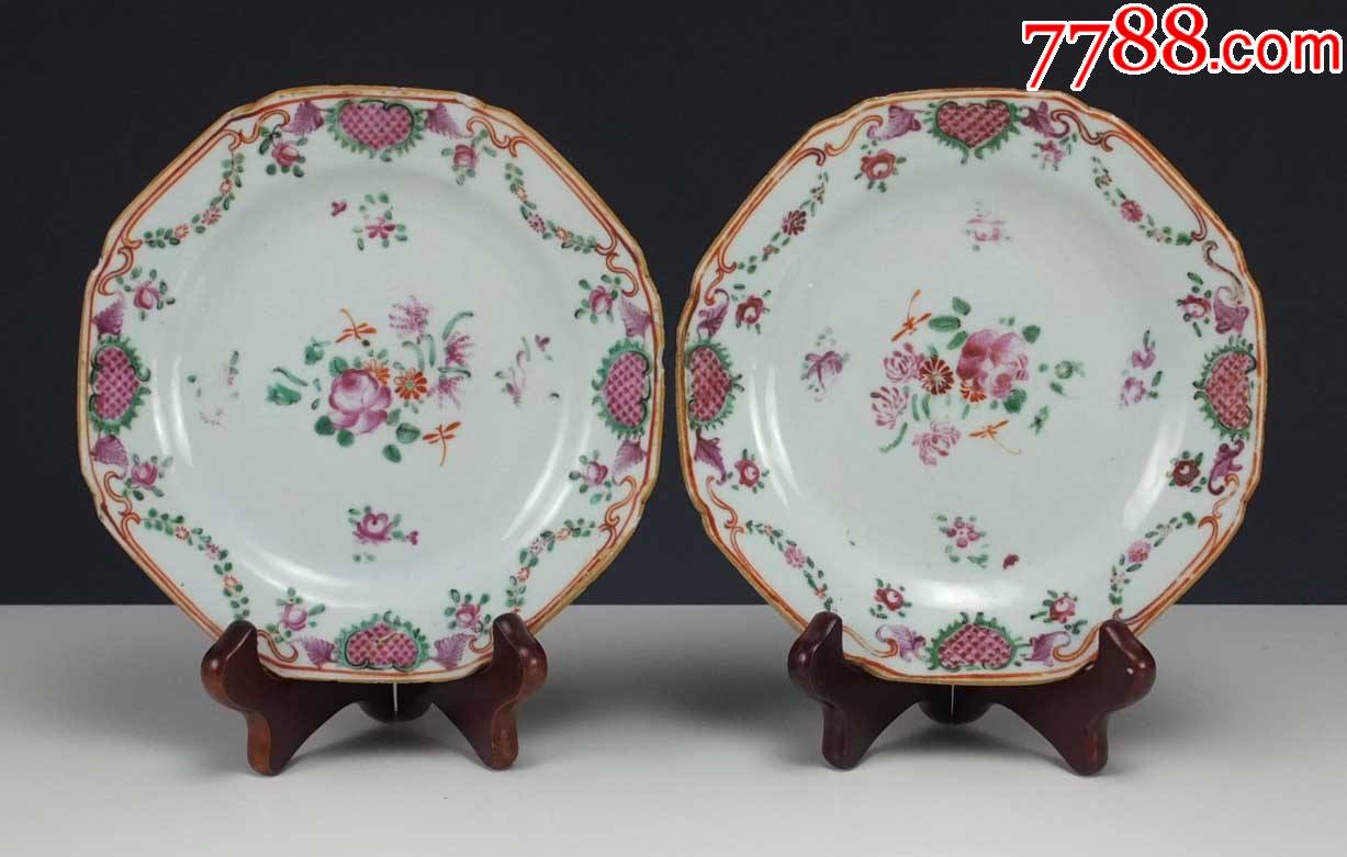 清代乾隆粉彩外销大盘一对_彩绘瓷/彩瓷_配件图片_收藏价格_7788钟表