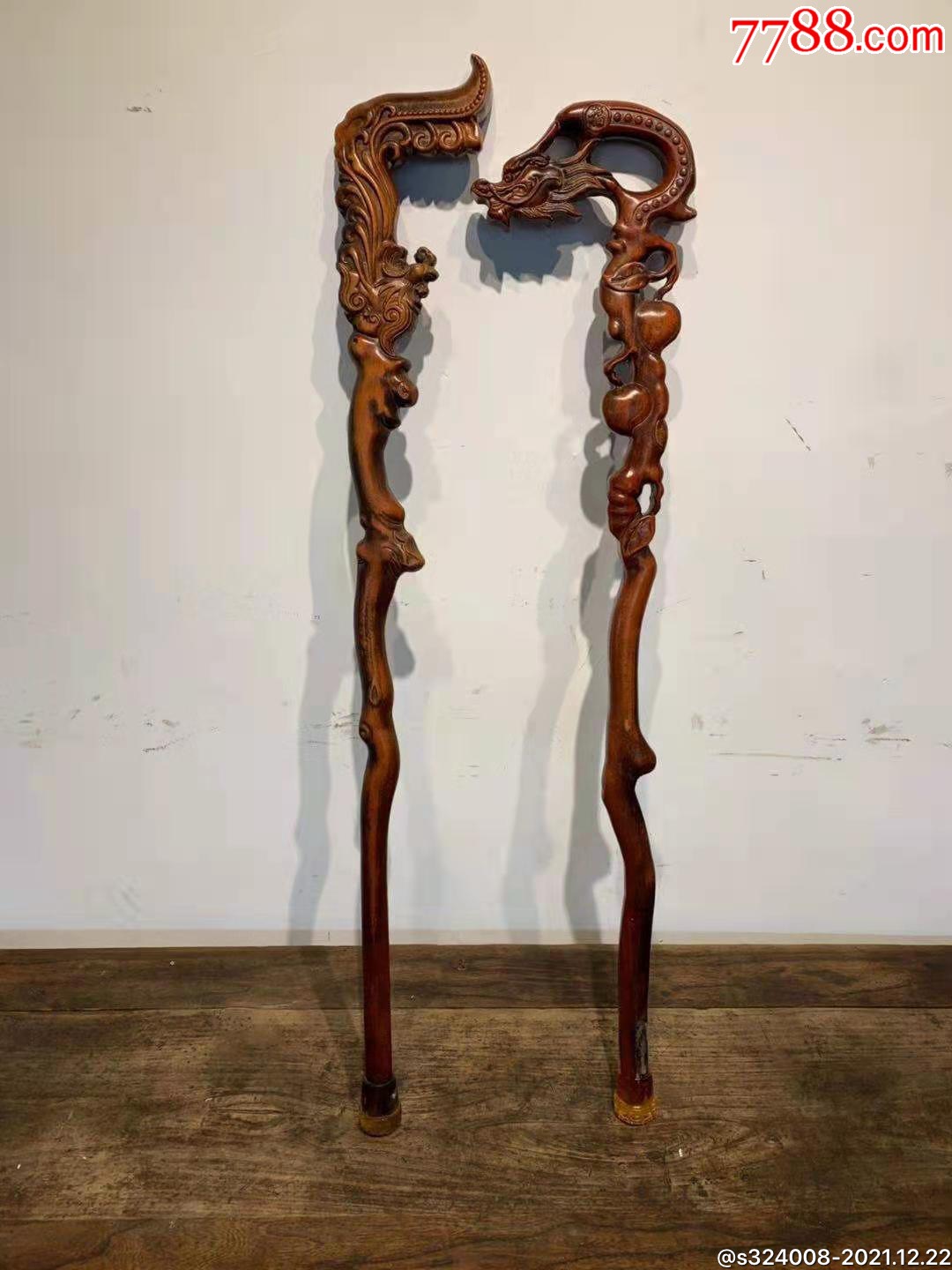 黄杨木龙凤双拐全品完整