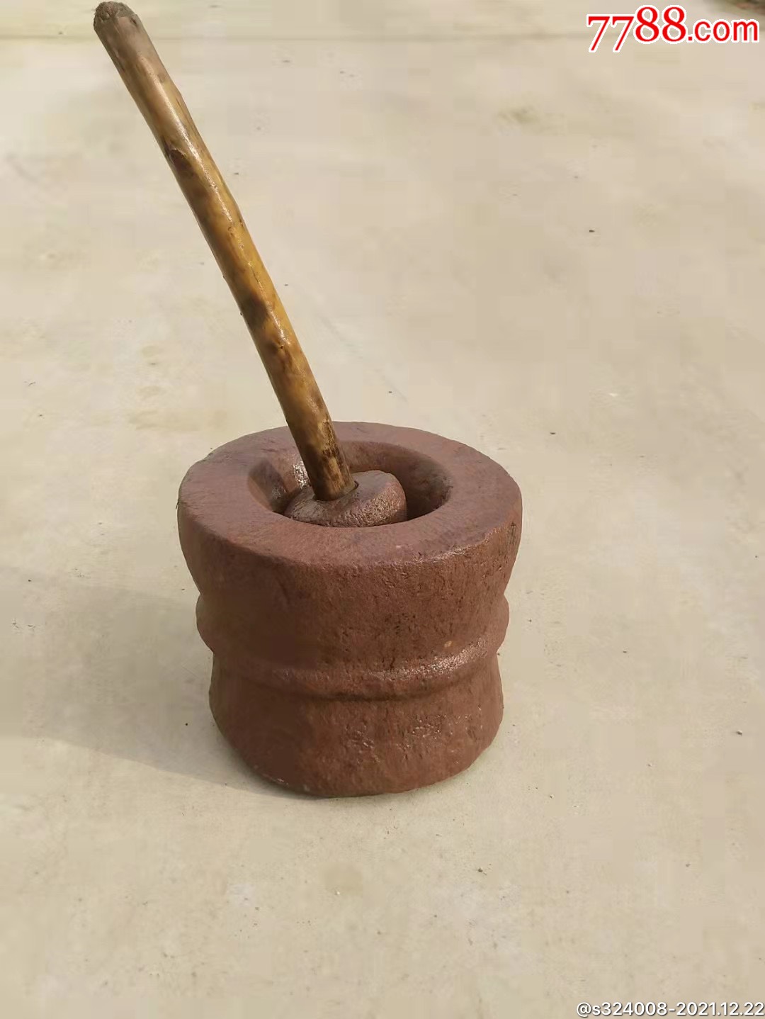 晚清紫金红石老捣臼一套品相完好包浆极佳