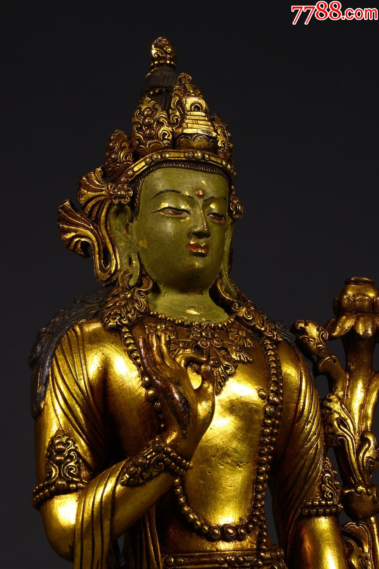 铜鎏金文殊菩萨立像a84s380f-价格:42000元-se84475259-铜像/铜佛像