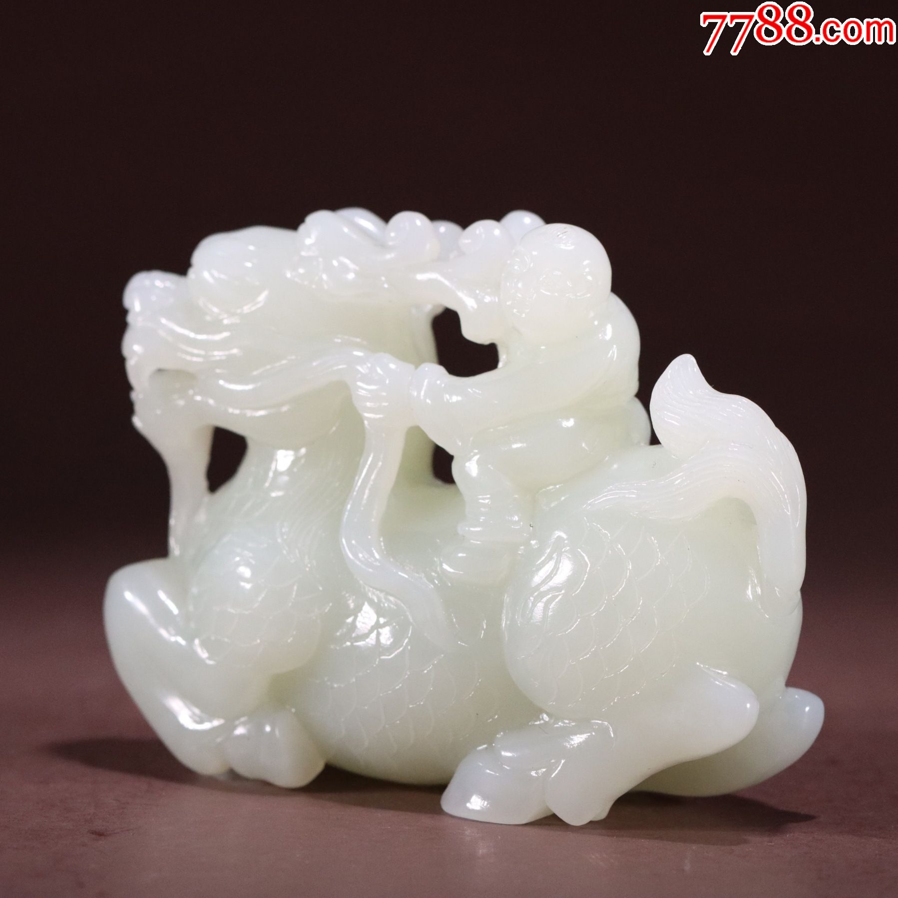 和田玉麒麟送子把件a91s55f