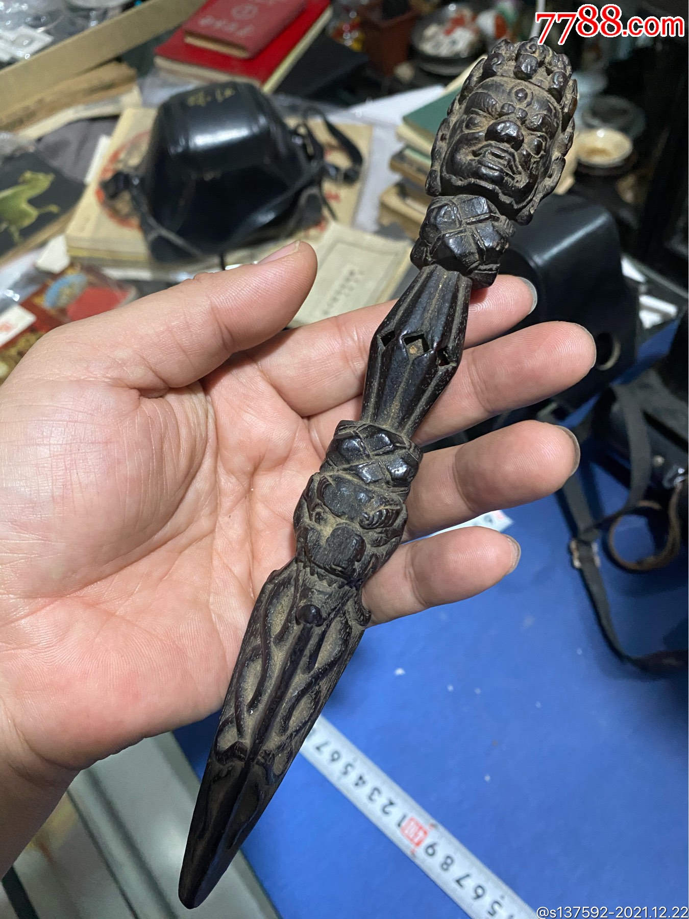 清代木雕金刚杵法器摆件